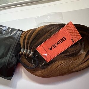 SEIKEA Braided Ponytail Extension Wrap Around Hair Chocolate Brown Blonde, 34 In